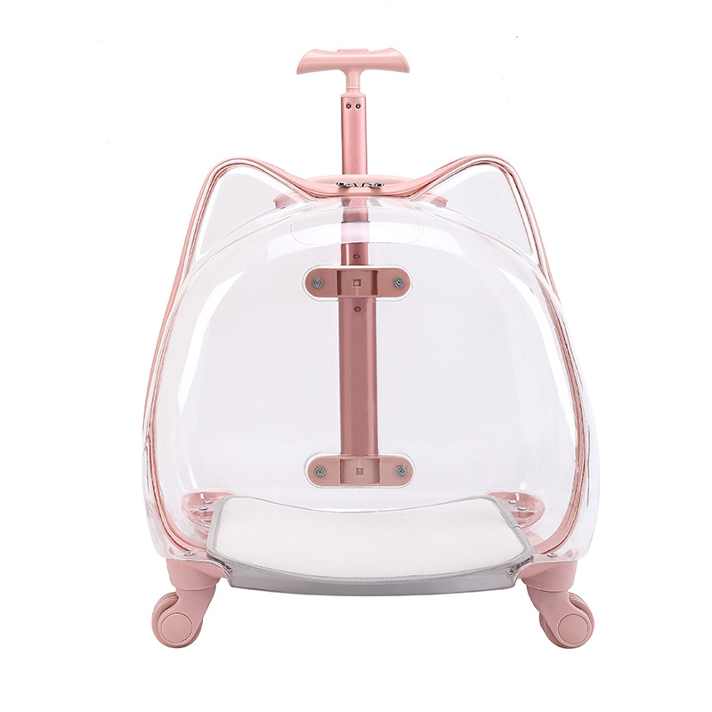 Wholesale of new pet trolley cases, portable fully transparent pet cases, breathable space cat bags, and outdoor trolley cases Item Picture