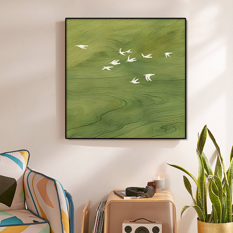 中古风绿色蝴蝶客厅装饰画法式沙发背景墙挂画小众艺术卧室床头画