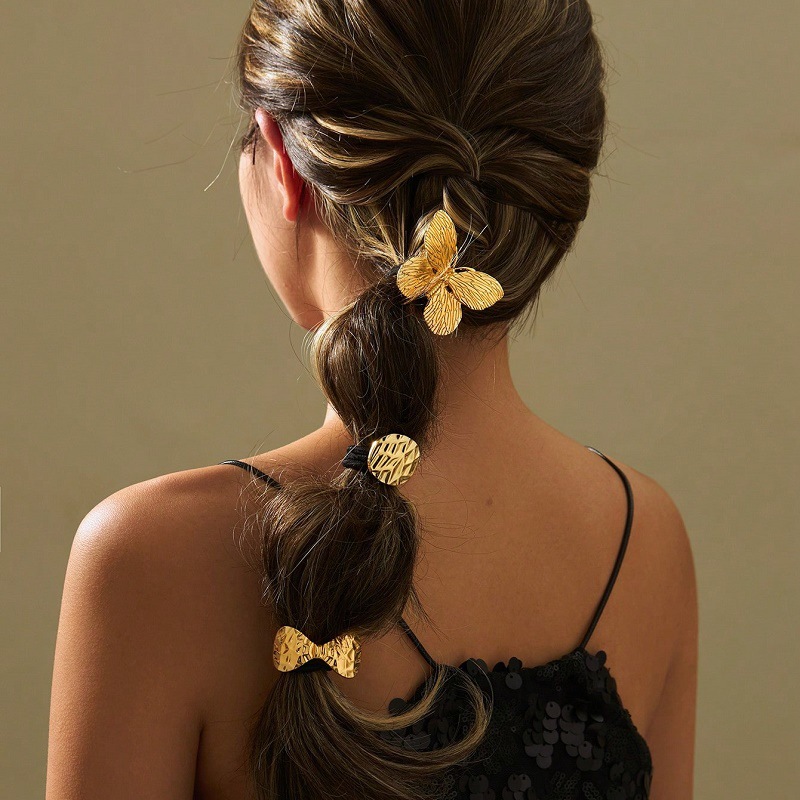 Cross-border explosive metal butterfly high elastic hair tie design simple hair tie back head hair tie full figure