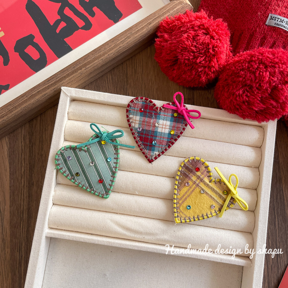 Retro hot diamond checkered heart-shaped BB clip, cute children's hair clip, versatile girl bangs side clip, hair accessory and hairpin Specification image