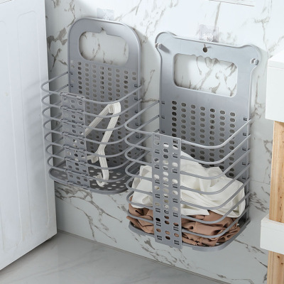Foldable dirty clothes basket, bathroom wall-mounted dirty clothes basket, bathroom wall-mounted storage basket, household basket for dirty clothes Specification image