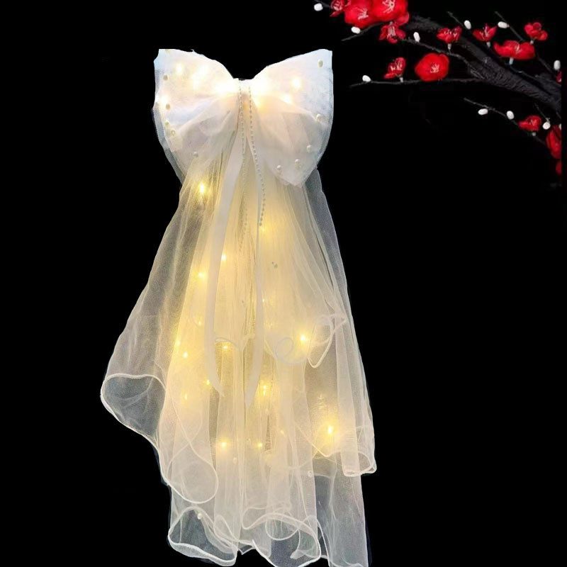 New children's illuminated small bow headband, hair clip, Internet celebrity bestseller, double-layer headband with light, bridal style headband, illuminated bow headband, head buckle, hair band Specification image