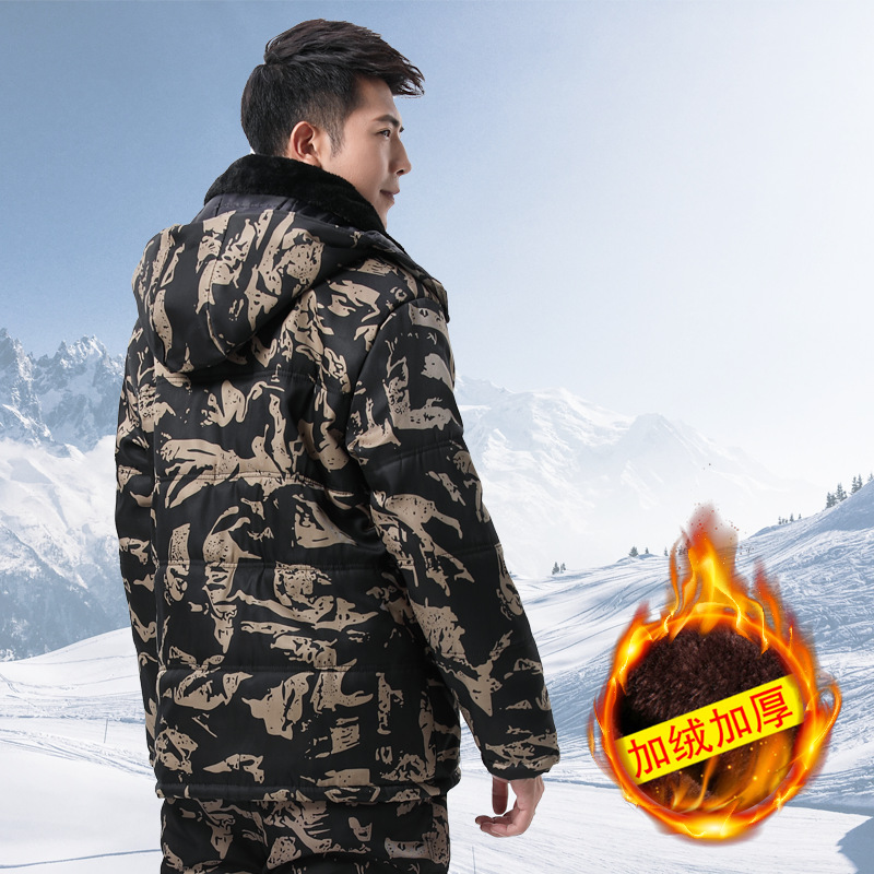 Cotton-padded clothes and jackets, men's cold storage cold-proof clothing sets, thickened winter clothes for middle-aged and elderly people, loose labor protection work clothes for middle-aged people, cotton pants details Picture
