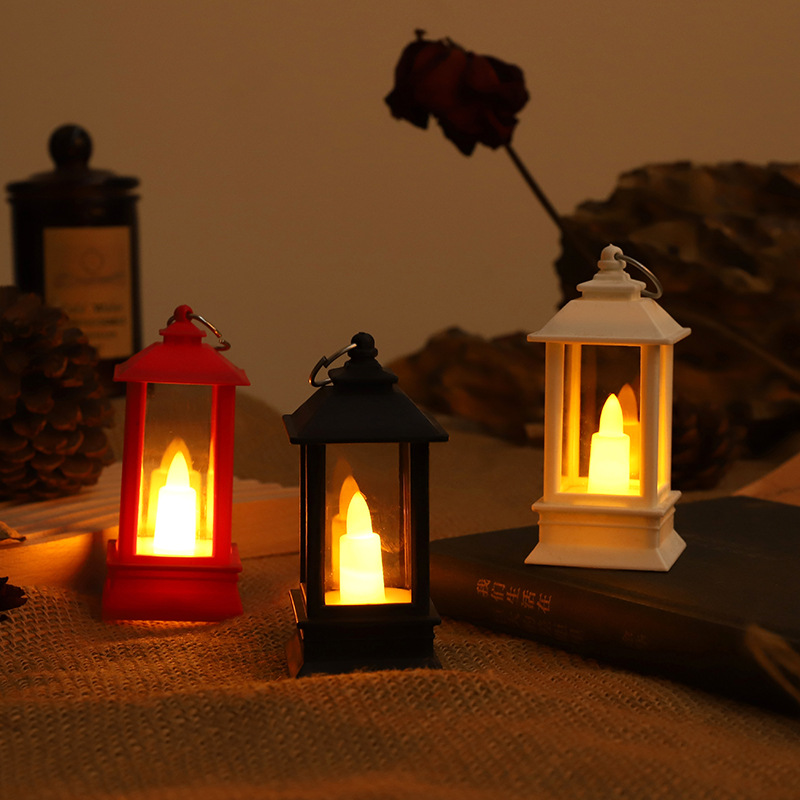 Halloween Small Wind Lamp Retro Mini Small Oil Lamp Plastic Led Electronic Candle Lamp Candlestick Decoration Manufacturers Direct Sales