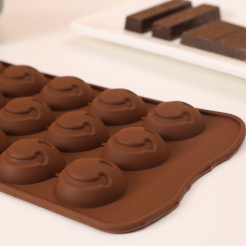 15-hole semi-circular smiley face DIY chocolate gummy candy QQ soft candy ice cubes easy to demold silicone mold Specification image