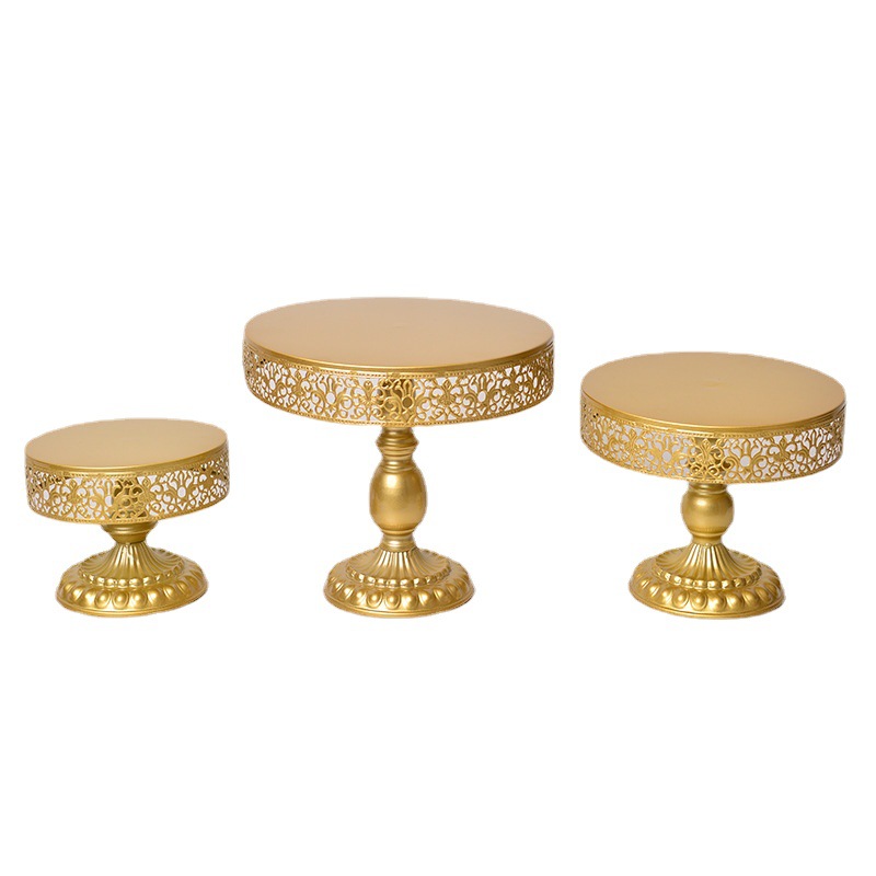 Gold Metal Iron Cake Stand / 3-Piece Cake Tray/Fruit Tray/Pastry Tray Wedding Decoration Item Picture