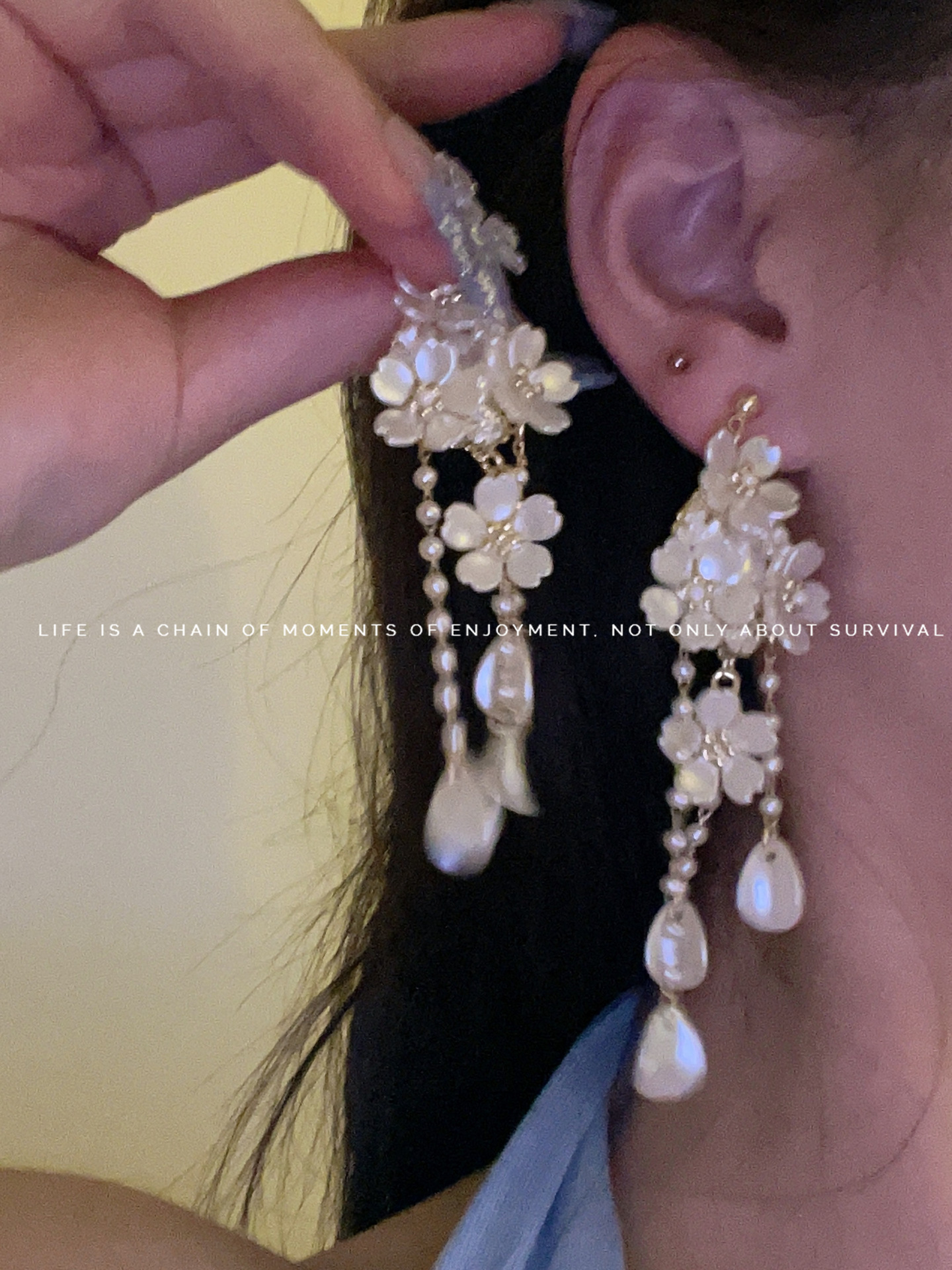 Super Fairy Flower Tassel Earrings Niche Design Sense Of Advanced Gentle Fairy Air Light Luxury Temperament New Earrings Drop Silver Needle Application Scenario