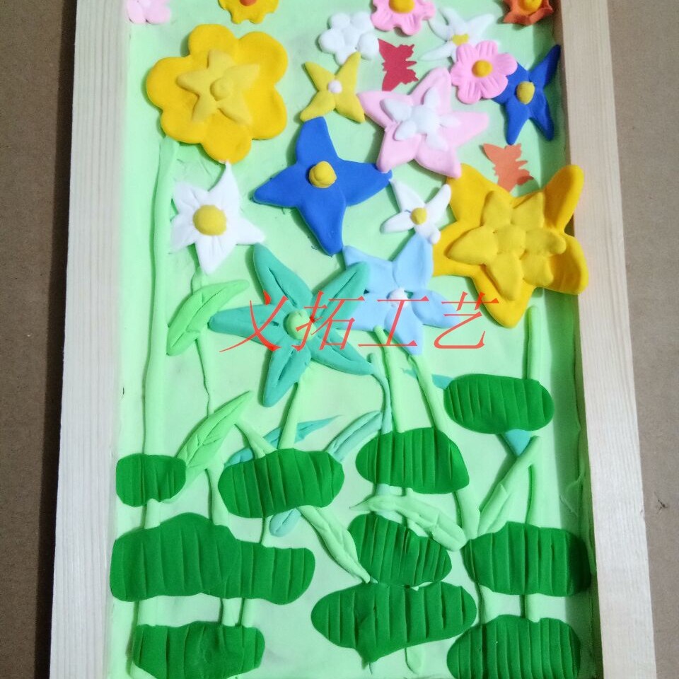Songmu Kindergarten Handmade diy pine wood ultra-light clay snowflake mud oil painting blank art painting frame Clay frame Specification drawing