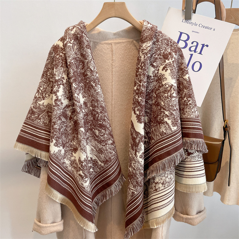 Scarf Women's New 2022 Tide Brand Thick Square Shawl Spot Wholesale Live Burst Autumn And Winter Home Outdoors Specification drawing
