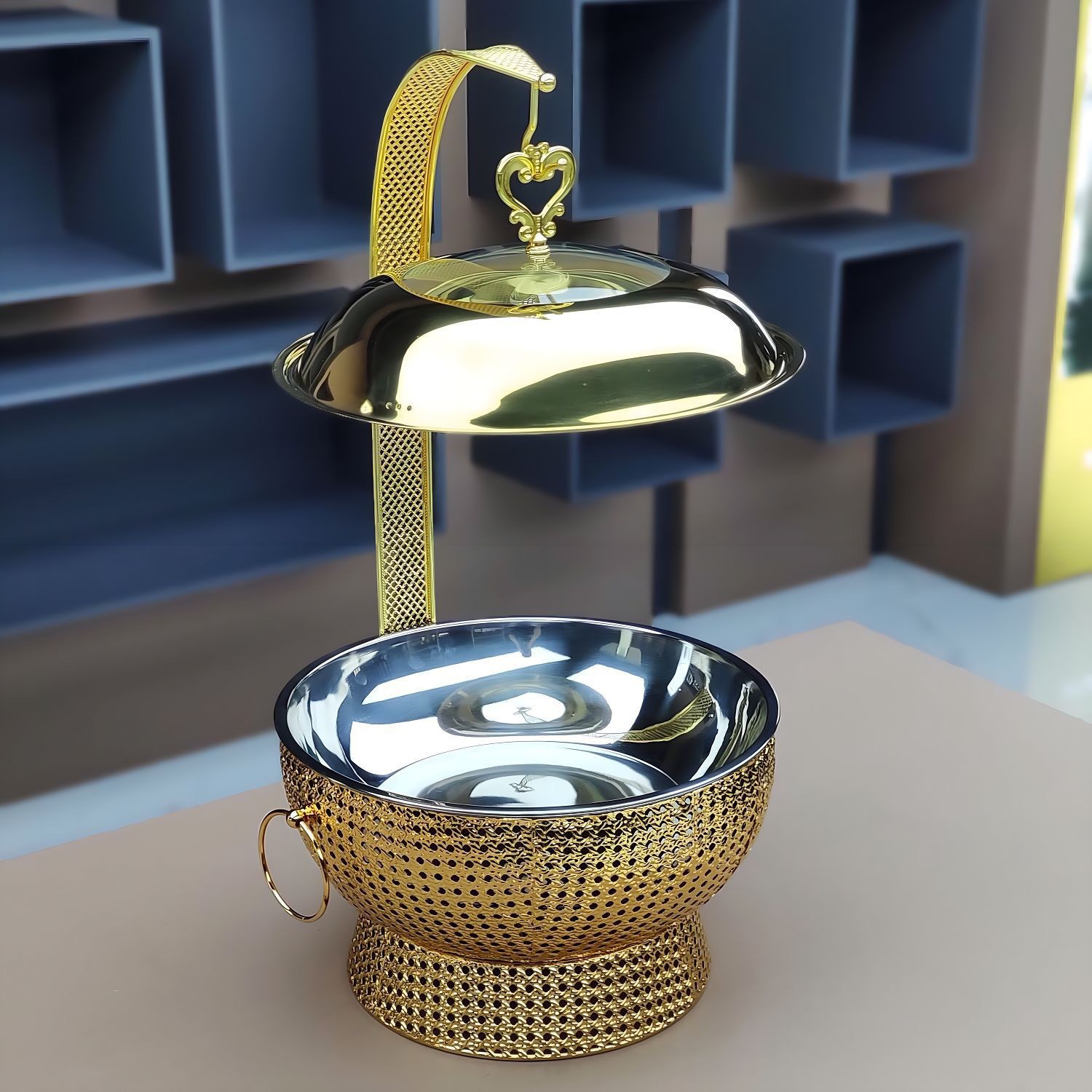 Cross-Border Stainless Steel Gold Disassembly Random Pumpkin Iron Hanging Stove Hotel Restaurant Supplies Self-Insulated Stove