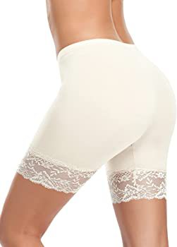 Plus-Size Lace Splicing Women's Shorts Thin Breathable Safety Pants Summer Slip Proof Lace Three-Quarter Pants Wrap Hip Leggings Specification drawing