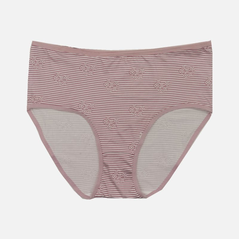 Russian women's underwear with stripes, large mid-waist, cinched abdomen, breathable, and large-sized elastic triangle pants for middle-aged and elderly people Item Picture