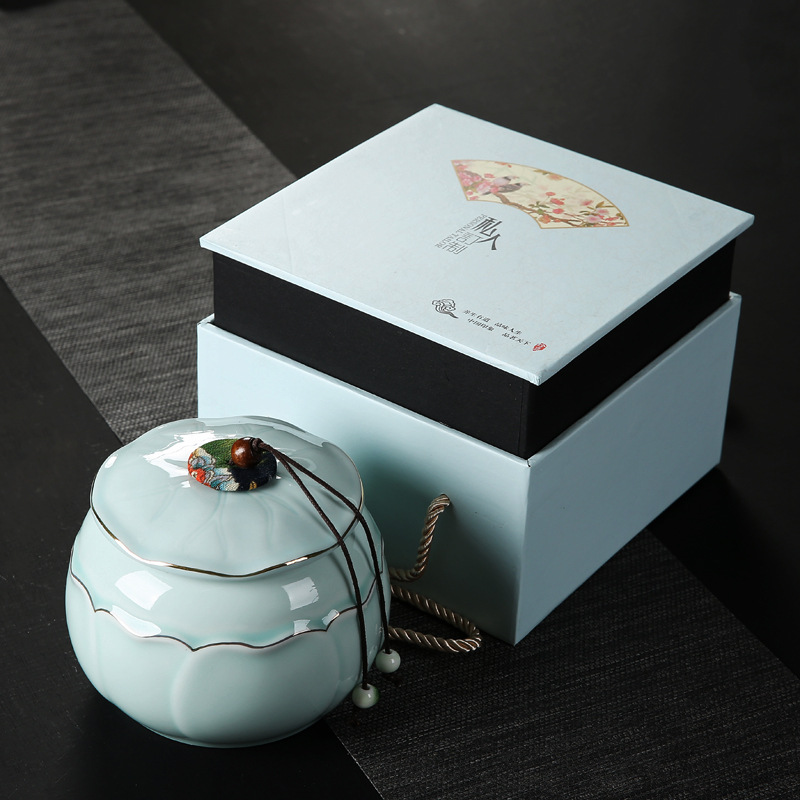 Tea pot ceramic large sealed pot household red green tea packaging gift box moisture-proof storage tea pot set logo
