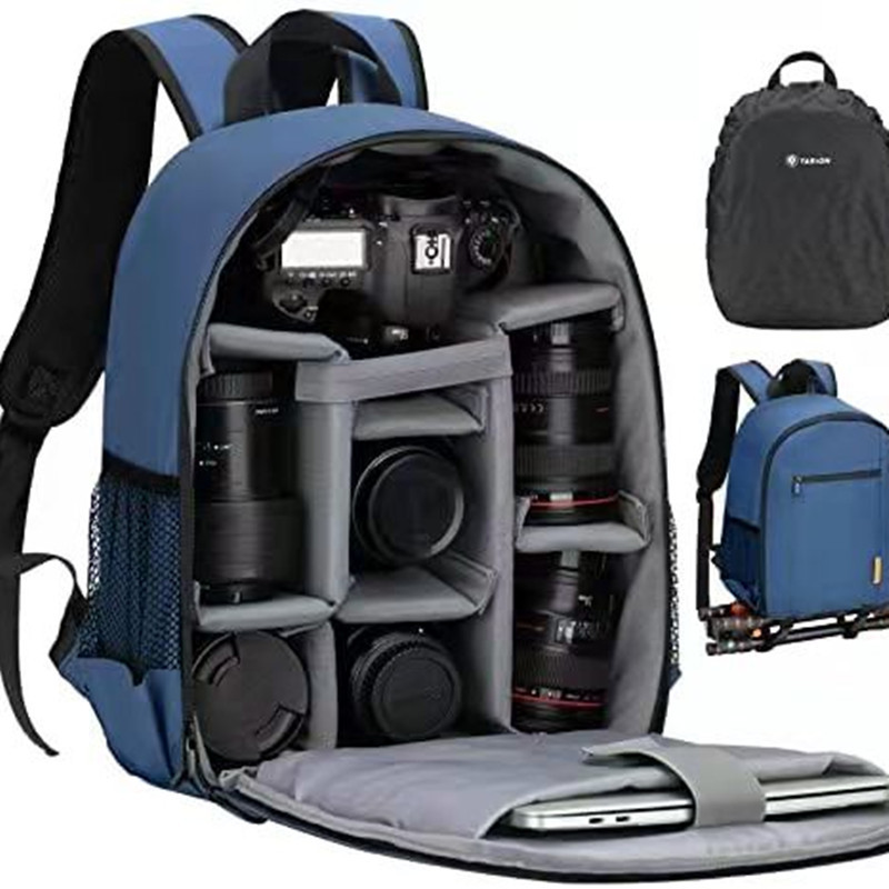 Bolsa de cámara de dos hombros para hombres y mujeres bolsa de cámara profesional con cubierta de lluvia compartimiento de computadora portátil mochila fotográfica impermeable Specification image