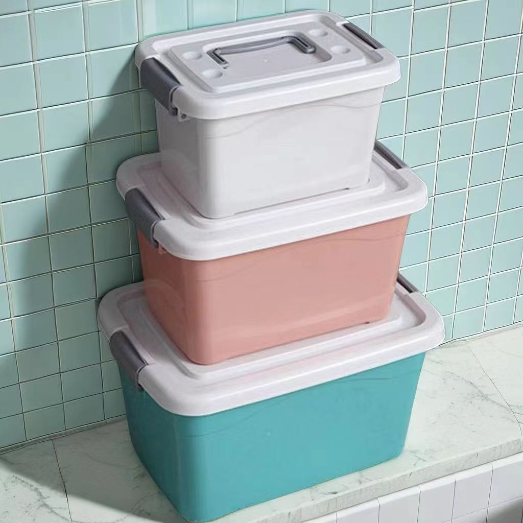 Large plastic back storage box, toy with lid, transparent thick household moving table, organizing and storage box Specification image