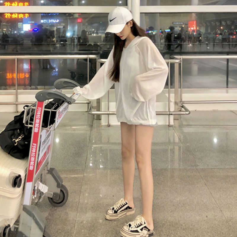 Fat Mm Plus Fat Extra Size 300 Catty Long Sleeve Sun Protection Coat Women 2024 Summer Thin Loose Top Ins Tide details Picture