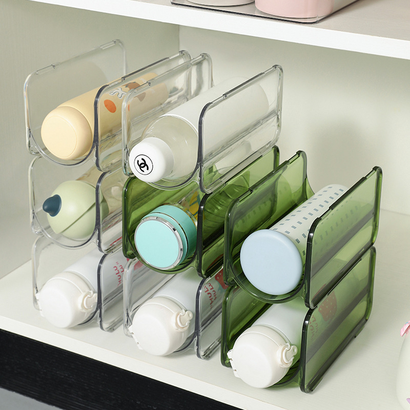 The multi-layer transparent tabletop of the water cup storage rack is creative and can be stacked. It is a dust-proof household cup storage rack with heat preservation Specification image