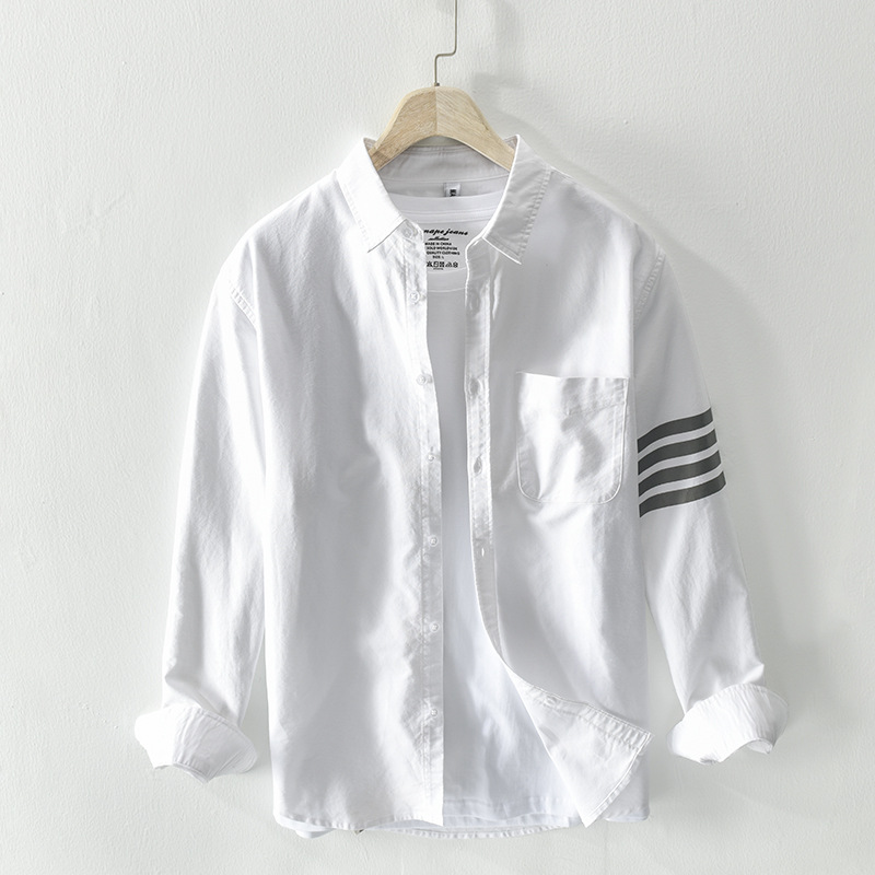 Spring and autumn lapel ordinary casual cotton loose men's shirt, comfortable and fashionable men's shirt, one-piece consignment 8821 details Picture