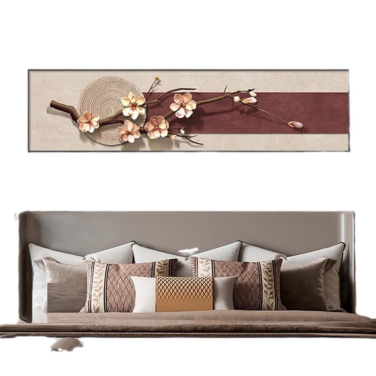 新中式国风玉兰主人房卧室装饰画 高档大气酒店床头墙壁挂画 现代横幅墙饰艺术品详情5
