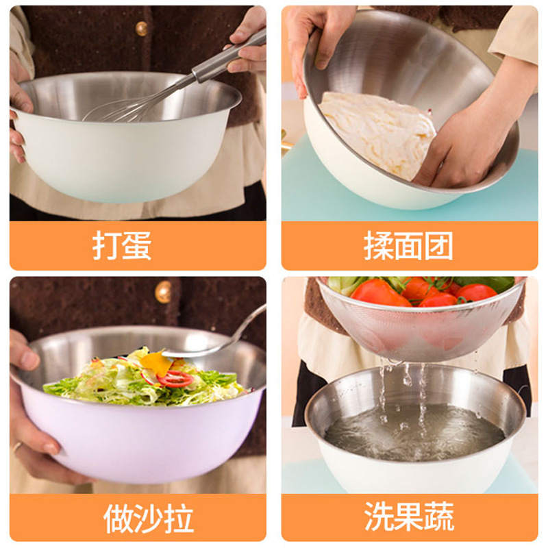 Salad basin, Korean-style graduated basin, household set, kitchen baking and egg-beating basin, seasoning basin, 304 stainless steel basin Application Scenario