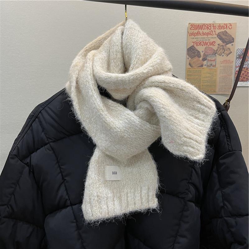 Purple Scarf For Girls Korean Version With Wool Autumn And Winter White Knitted Wool Warm Everything Girlie Girlie Winter Application Scenario