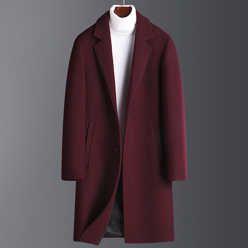 2023 Men's mid-length woolen coat, Korean-style casual winter export thickened woolen coat for middle-aged and young people Specification image