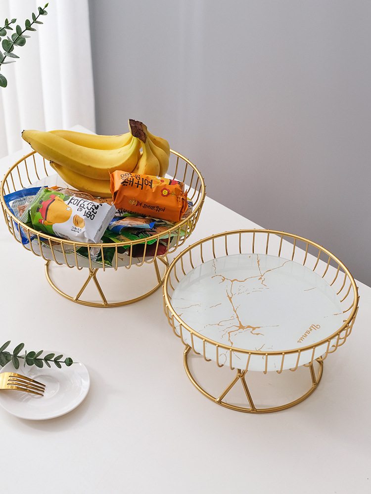 European-style light luxury ceramic fruit plate, creative living room, fruit basket, afternoon tea, candy and dessert rack, pastry tray Specification image