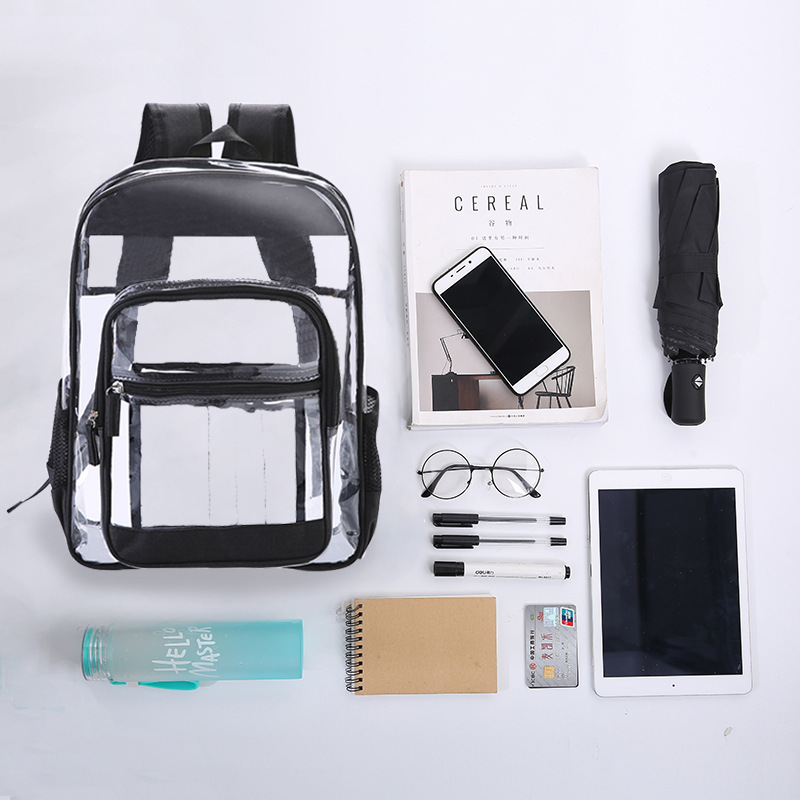 Travel fashion plastic backpack, student large-capacity waterproof schoolbag, creative pvc transparent backpack customization details Picture