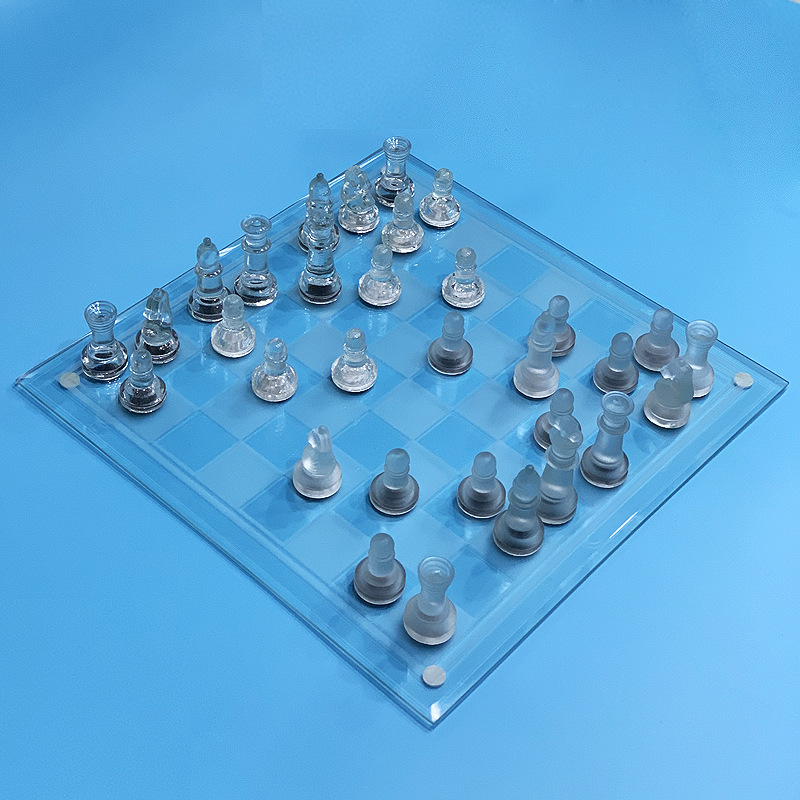 供应25*25cm 磨砂玻璃国际象棋(glass chess set)玻璃水晶象棋详情图3