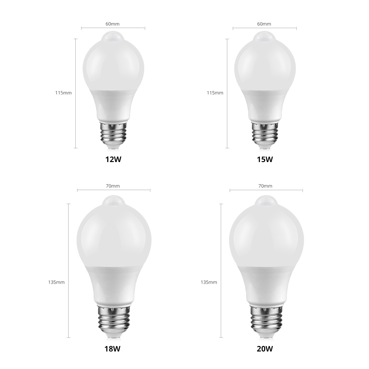 In-stock led bulbs, corridor and corridor human body sensor bulbs, plastic-coated aluminum infrared sensor E27 bulbs details Picture