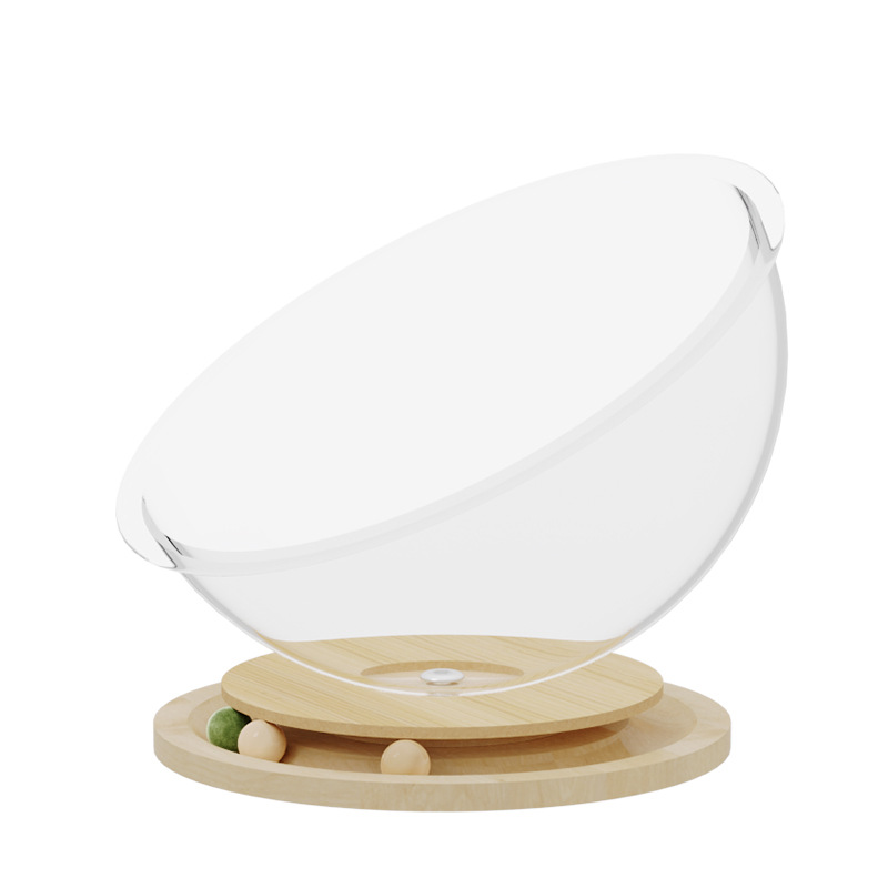 Space capsule acrylic cat bed, solid wood turntable toy, mint cat play and sleep integrated pet supplies, one-piece consignment Item Picture