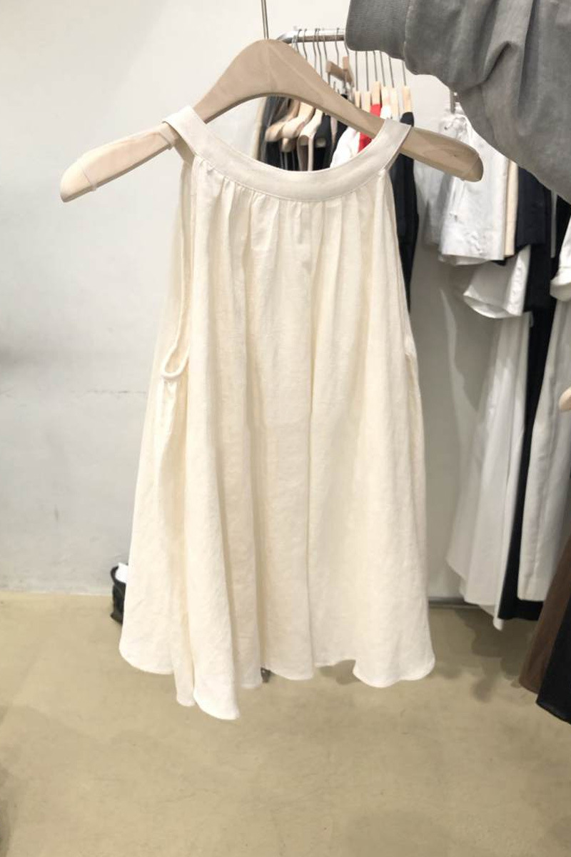 Dongdaemun, South Korea, 2022 Summer New solid-color sweet round-neck halter top, women's youthful sleeveless top