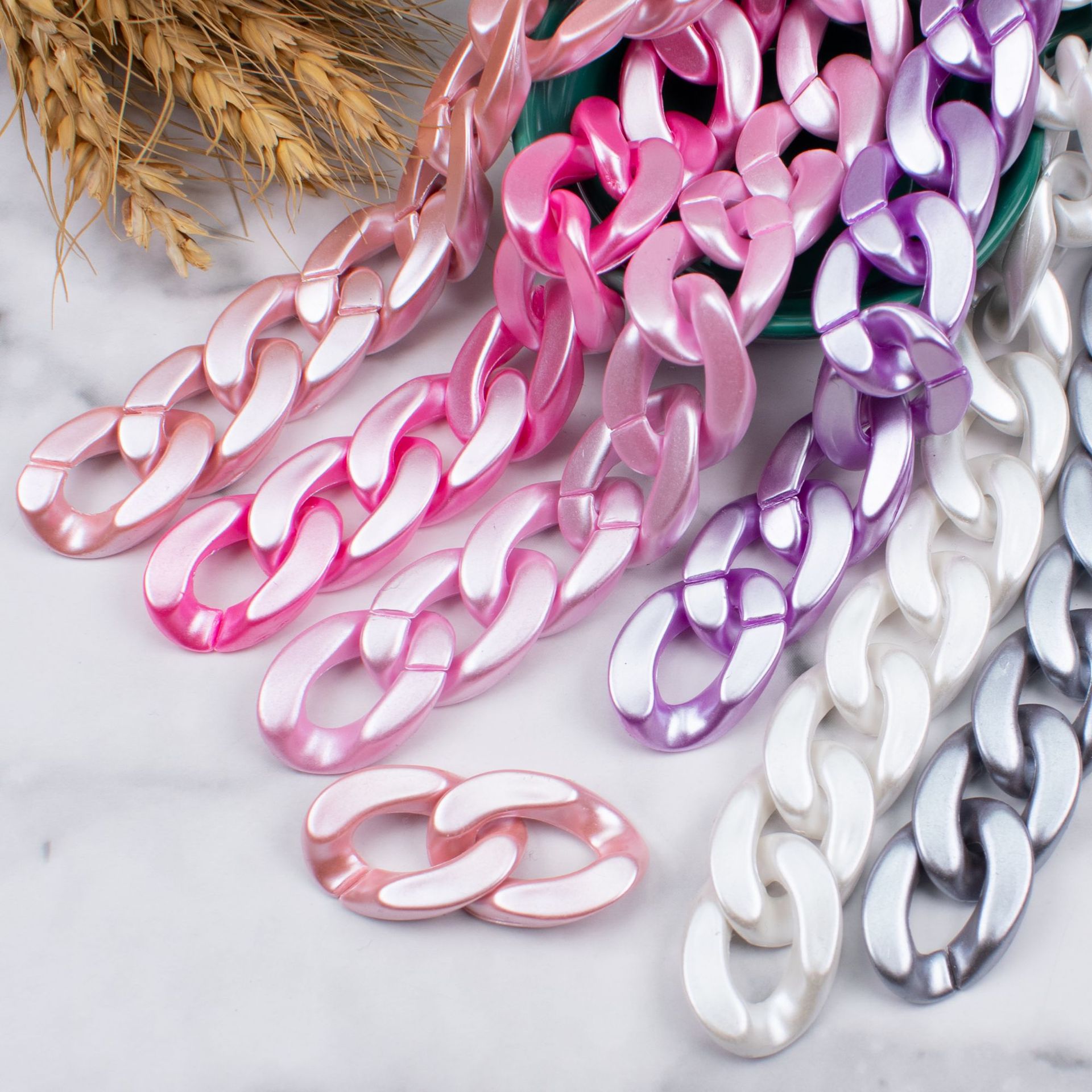 Acrylic Plastic Pearlescent Paint Seven Color Chain Chain 20*30 Buckle Open Ring Accessories Diy Luggage Accessories details Picture