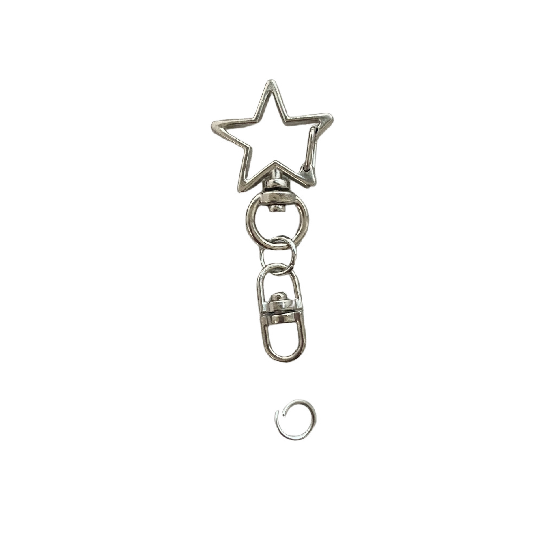 Cross-border star buckle, 8-shaped buckle, zinc alloy keychain, five-pointed star spring hanging buckle, diy accessories are available for cross-border consignment Item Picture