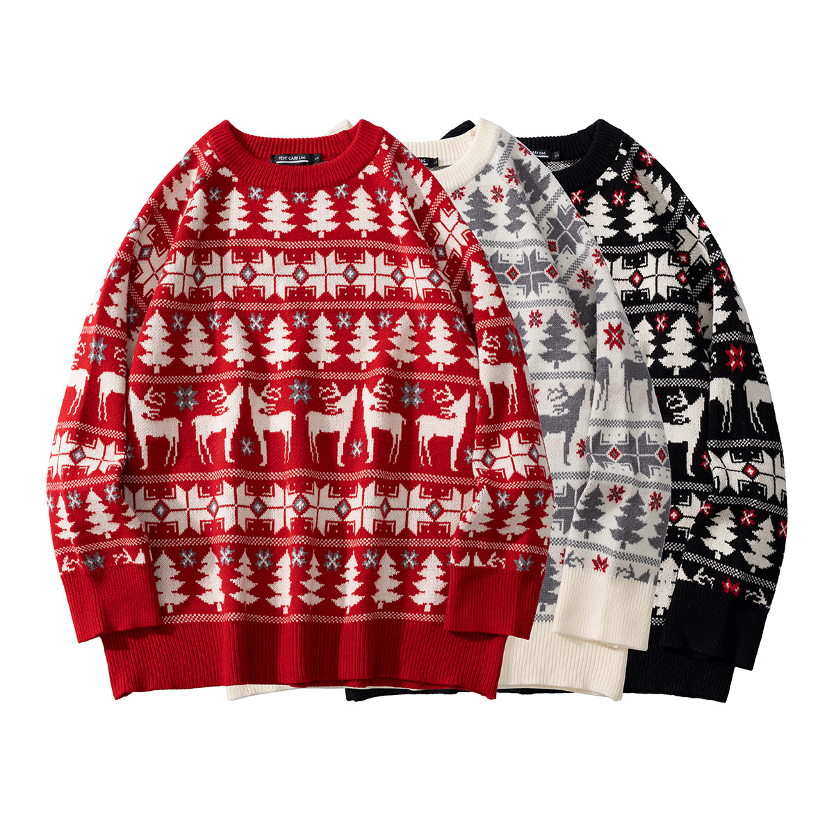 TIDE's new autumn and winter collection features a loose and laid-back design. It's a fleece warm knitted sweater for couples and a Christmas sweater for women Item Picture