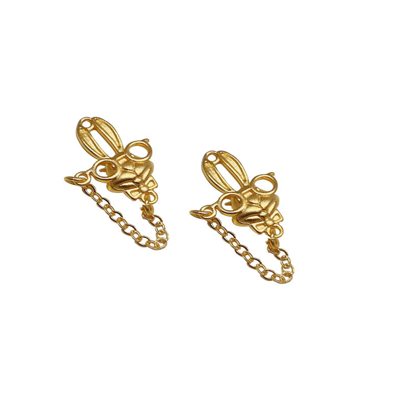 18k gold little rabbit pendant, mischievous rabbit pendant diy accessory, thick sand gold plated color retention bracelet necklace accessory Item Picture