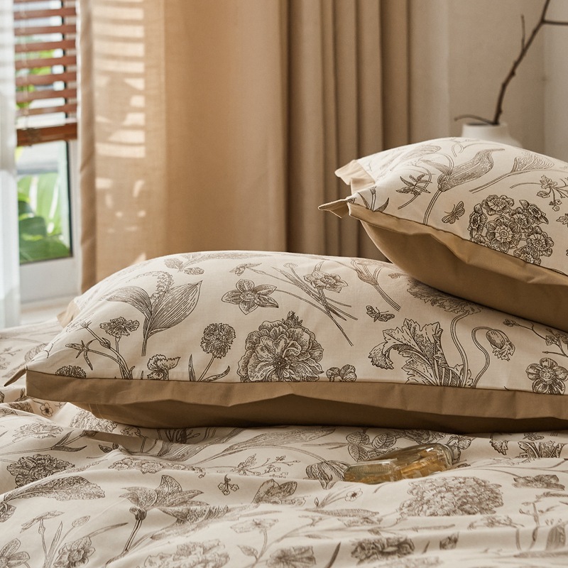 High-end pure cotton long-staple cotton brushed four-piece set of bed sheets and duvet covers, all-cotton small floral bed covers, autumn and winter bedding Specification image