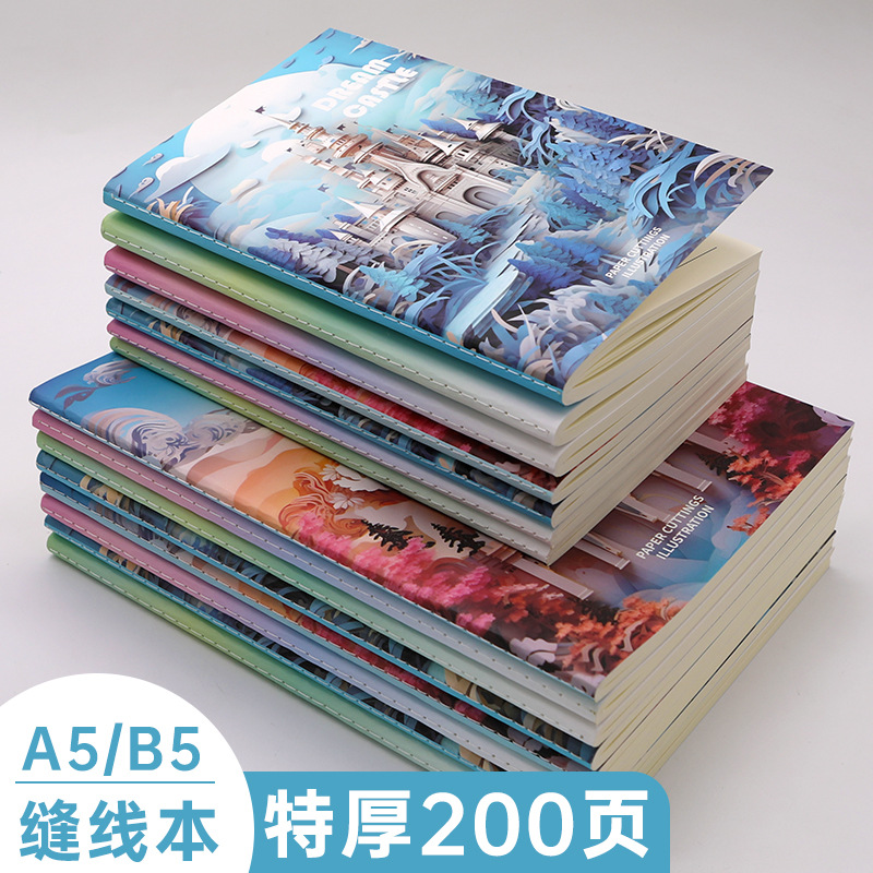 High Appearance Level Notebook Cute Girl Heart Horizontal Line Notepad A5 Exercise Book B5 Exercise Book Suture Soft Copy