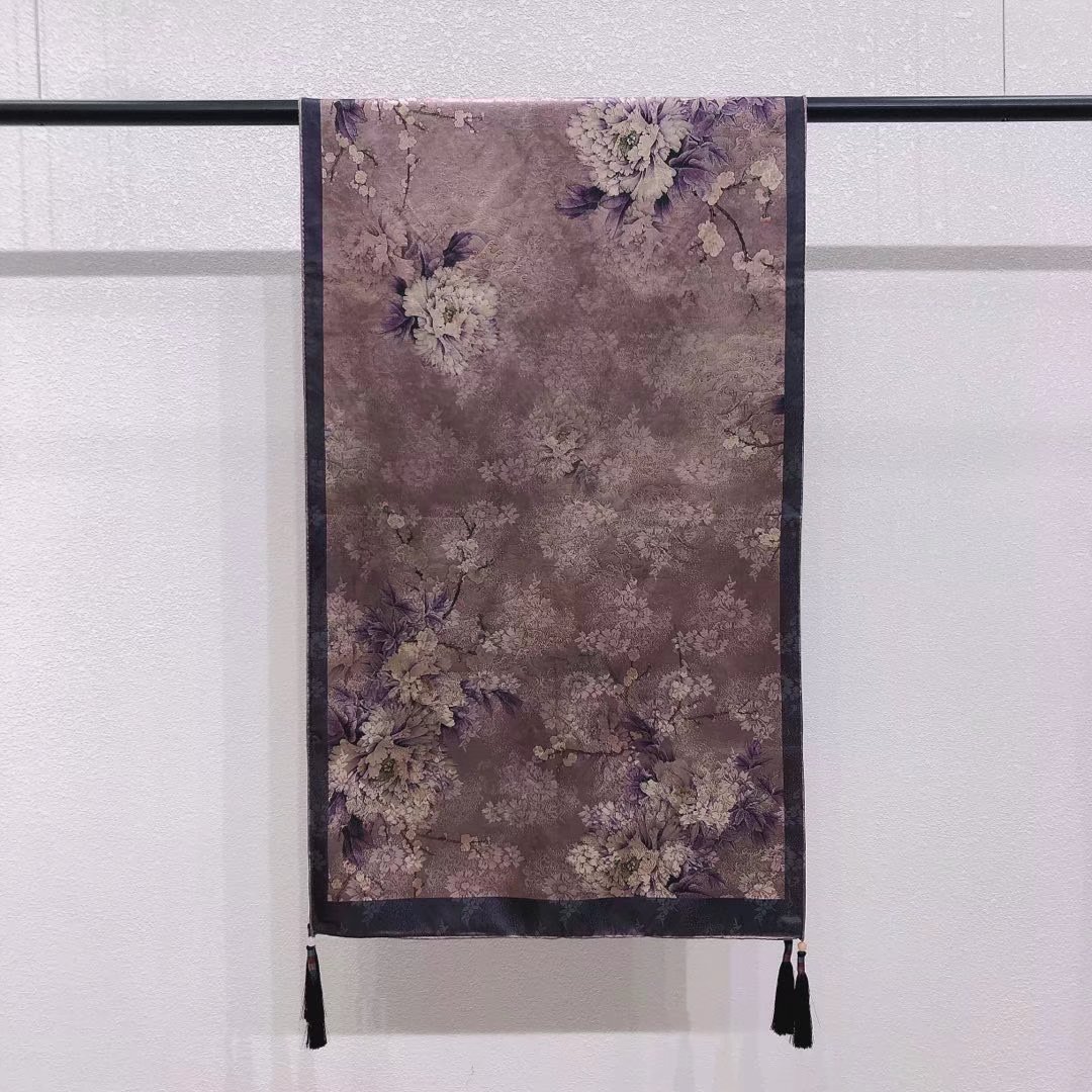 【 Soft Gold 】 Gauze With Tassel Long Scarf Chinese Style Silk Scarf High-Grade Gift Scarf Cheongsam Shawl Application Scenario
