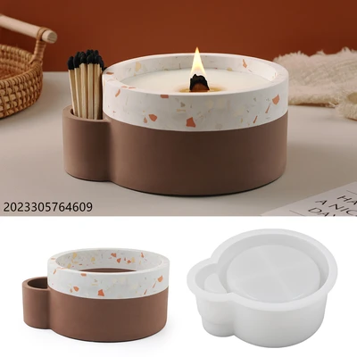 diy crystal cement cup with match hole matches to accommodate large capacity gypsum candle mirror silicone mold thumbnail
