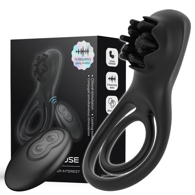 Foreign trade cross-border lock sperm ring, men's common vibration delay remote control silicone ring, sheep eye ring, fun toy products full figure