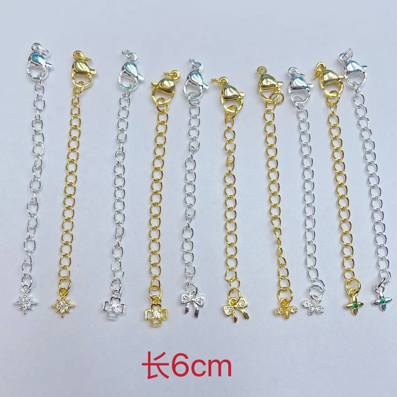 Copper-plated 18K real gold thick silver lobster buckle, extension chain, gold-wrapped tail chain, diy handmade necklace ending accessories