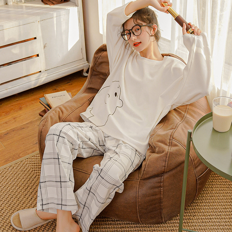 New autumn and winter 2022 pajamas for women, long-sleeved shirts, long pants, pullover, thin spring and autumn student home wear sets for women Specification image