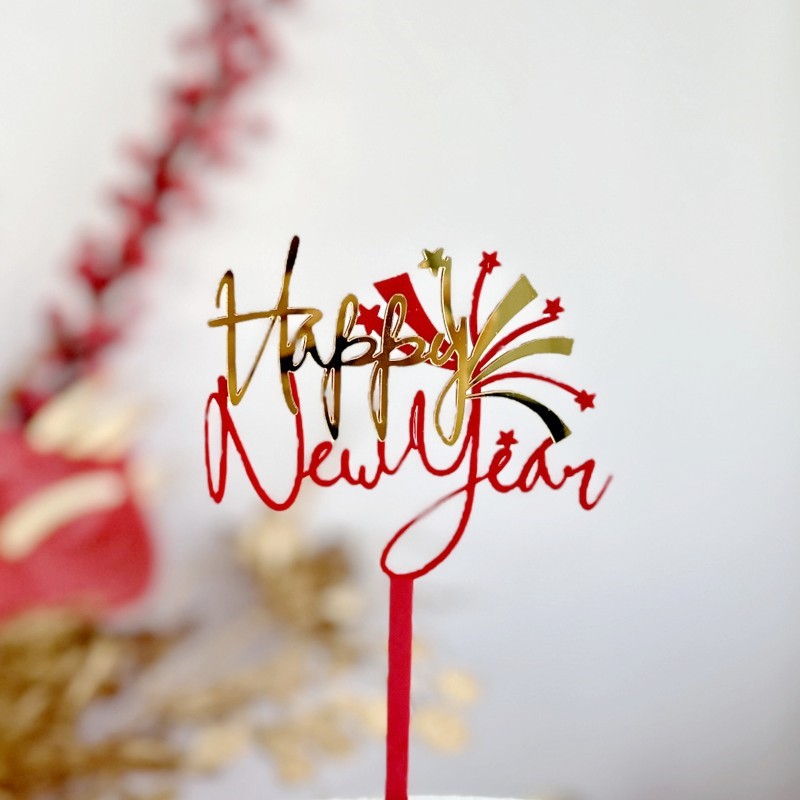 Copyright 2024 Acrylic Cake Decoration Factory Happy New Year Acrylic Cake Plug-In Plate Application Scenario