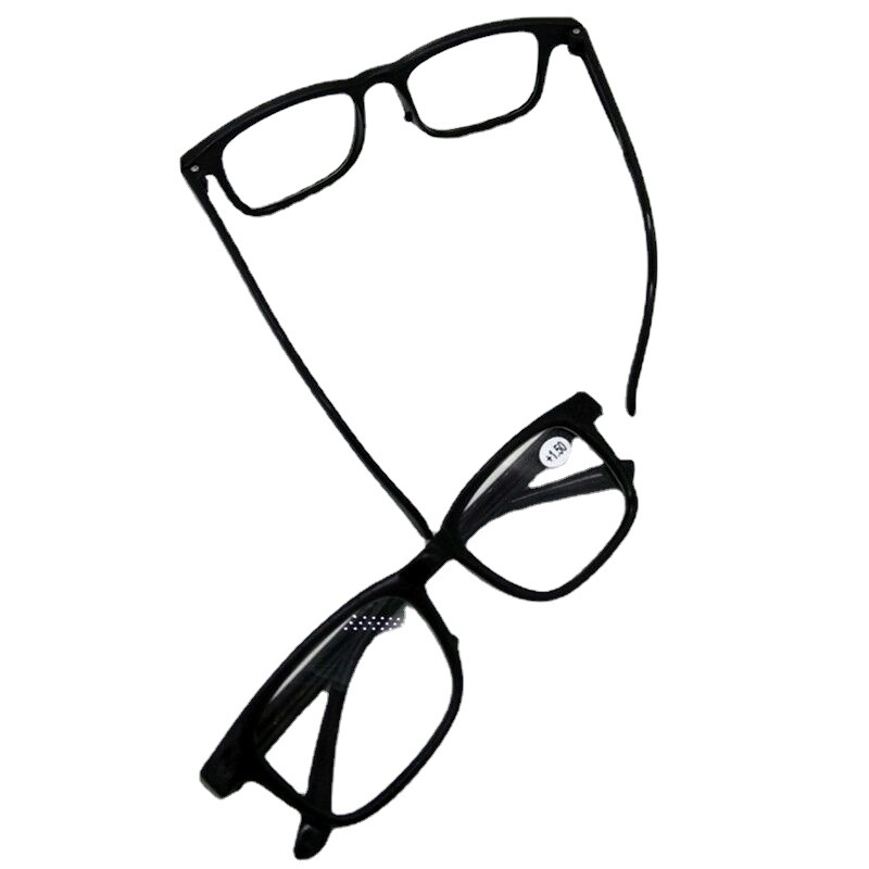 Resin anti-drop reading glasses, large frame, full frame, fashionable and retro black reading glasses, 100 to 400 degrees Item Picture