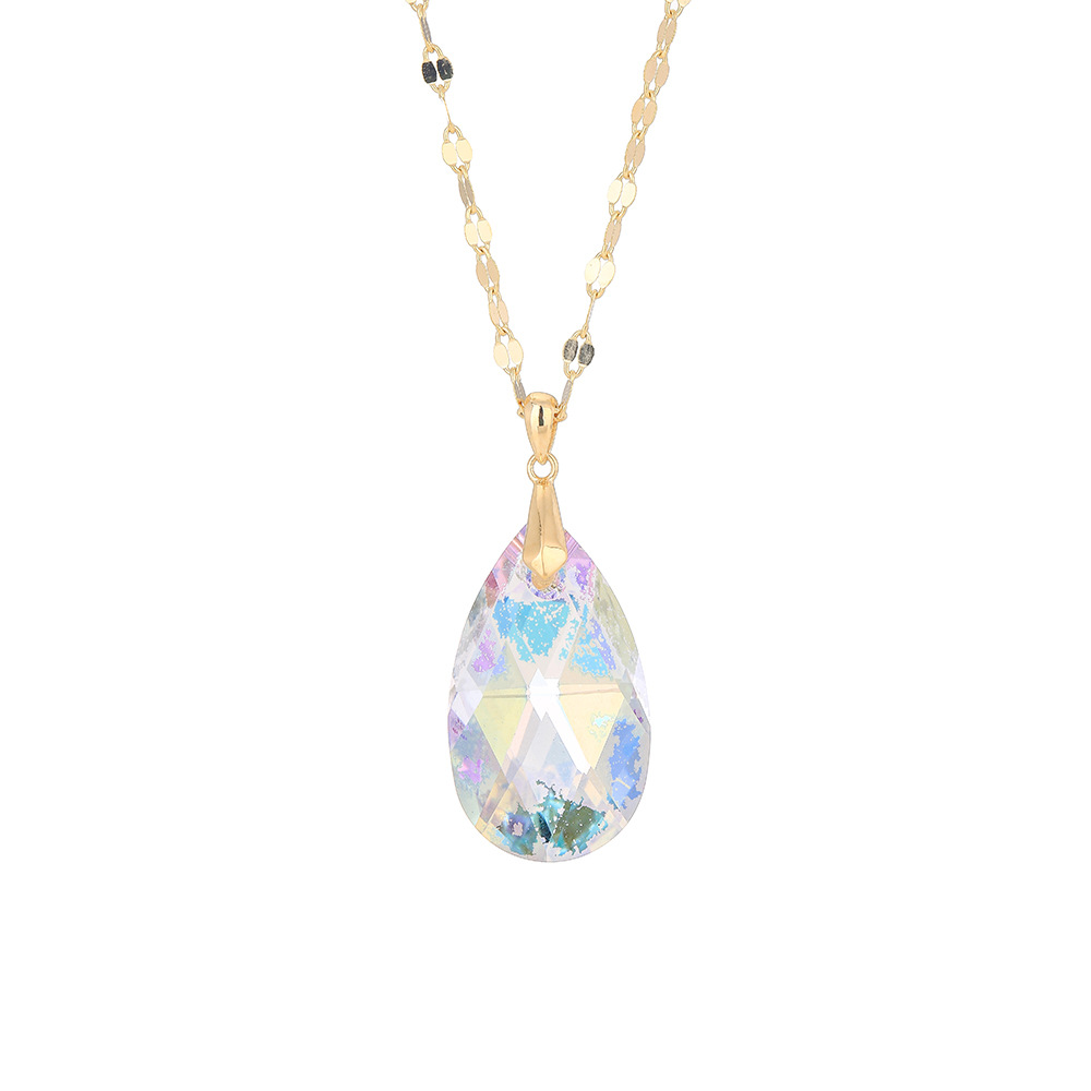 2021 new fashion 100 mesh red crystal necklace women's South Korea simple collarbone chain temperament drop pendant S925 Item Picture