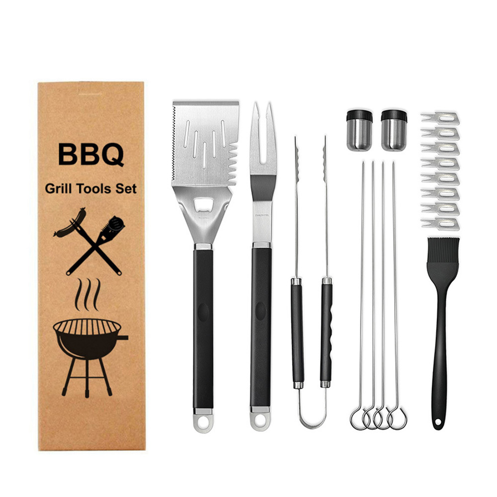 现货亚马逊烧烤工具18件套 露营烤具18件组合套装 BBQ TOOLS SET图