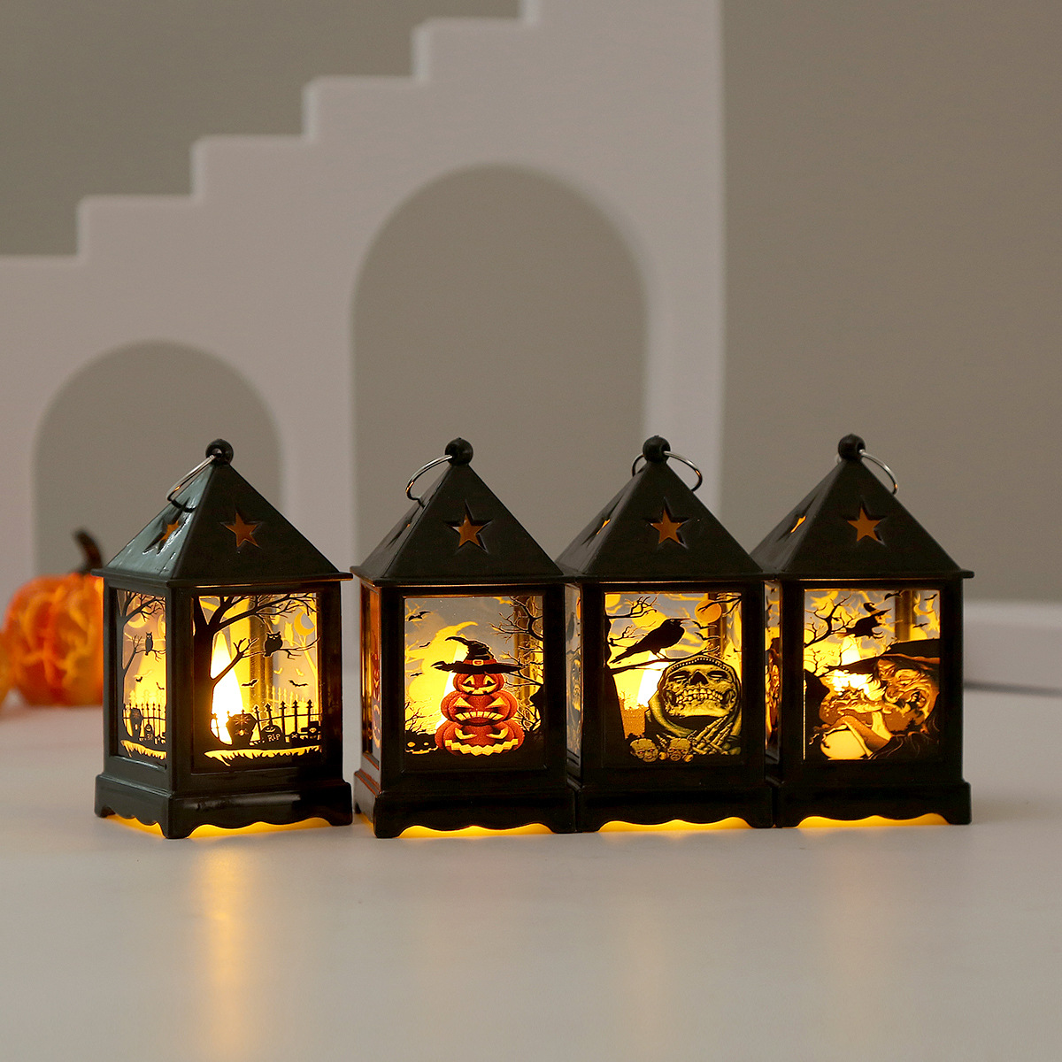Halloween Wind Lights Led Portable Jack-O '-Lantern Creative Night Lights Festive Atmosphere Decorative Props Layout Small Ornaments