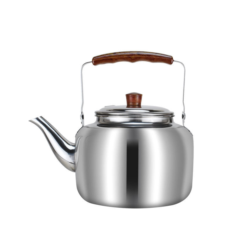 不锈钢水壶木纹柄1.0L多用壶户外电磁炉加厚小水壶无磁手提百合壶