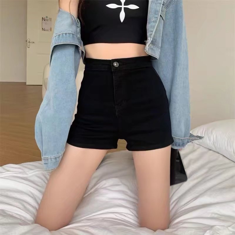 Hong Kong Style Design Black Jeans Women's Summer High-Waisted Skinny Hot Pants Skinny Spice Girls Short Shorts Ins Pants Specification drawing